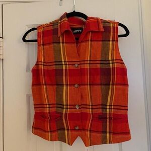 Vintage 70s Plaid Vest with Button Closure